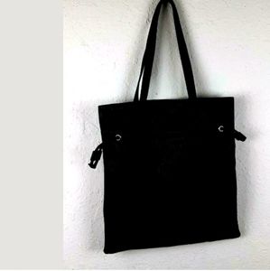 Womens Black Faux Leather Tote Handbags Drawstring